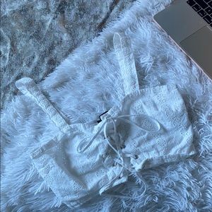 White forever 21 lace bodice crop top size small